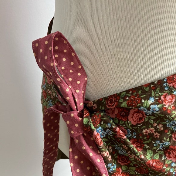 Bib Apron, Handmade, OS, Floral Print, Pink/Brown - Picture 2 of 4